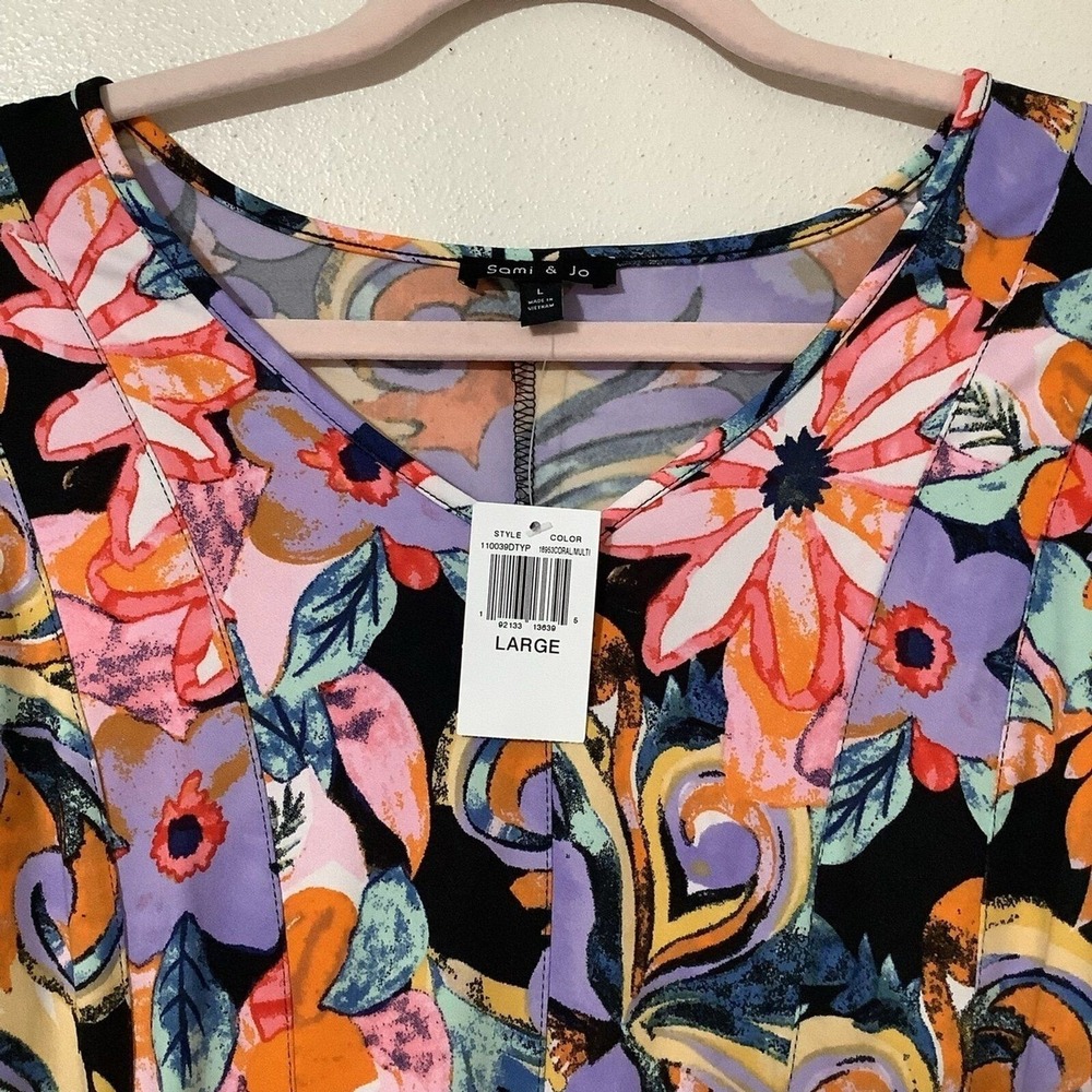 NWT Sami & Jo Colorful Multicolor Bohemian Hippie Flowy Artsy Retro Blouse Large - Picture 2 of 5